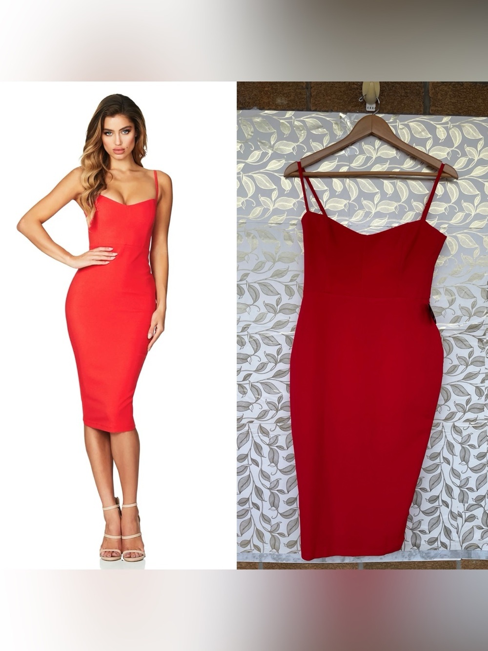 Nookie Cherry Red Allure Midi Dress Size Medium New With Tags Luxury